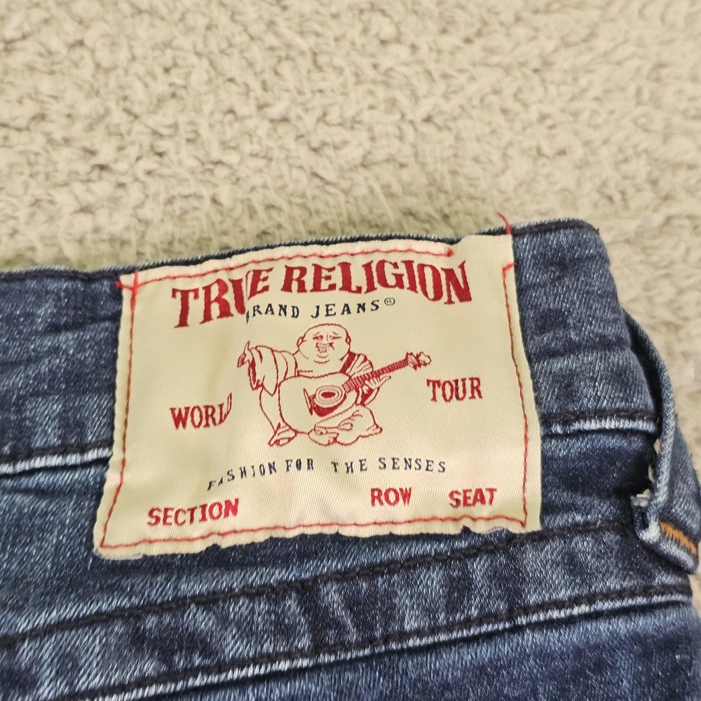 True Religion Rocco Jeans Mens 38 Blue Relaxed Skinny Denim Flap Pockets Stretch - Picture 11 of 14